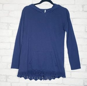 Wallflower Blue Long Sleeve Hooded Shirt Size M